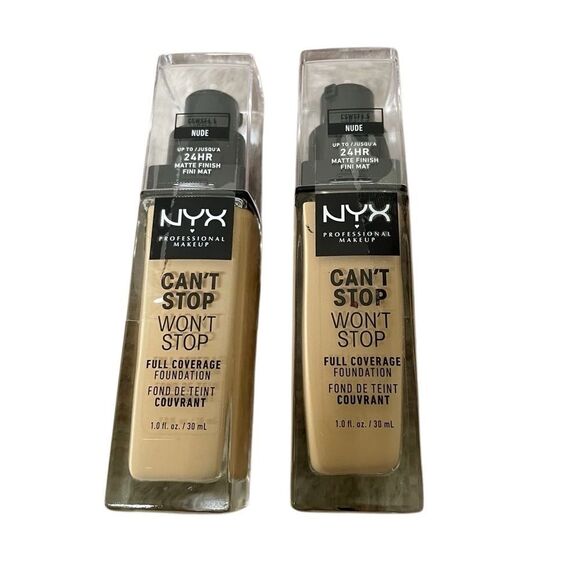 NYX Can't Stop Won't Stop Foundation Nude Full Coverage 2 Pack Lot CSWSF06.5 - Picture 1 of 2